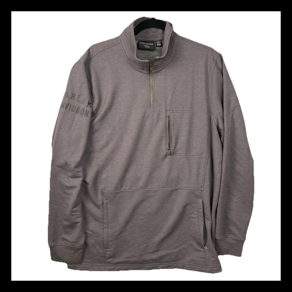 Harley Davidson Sweatshirt Men’s Large Traveler Tactical 1/4 Zip Gray Tech Rider